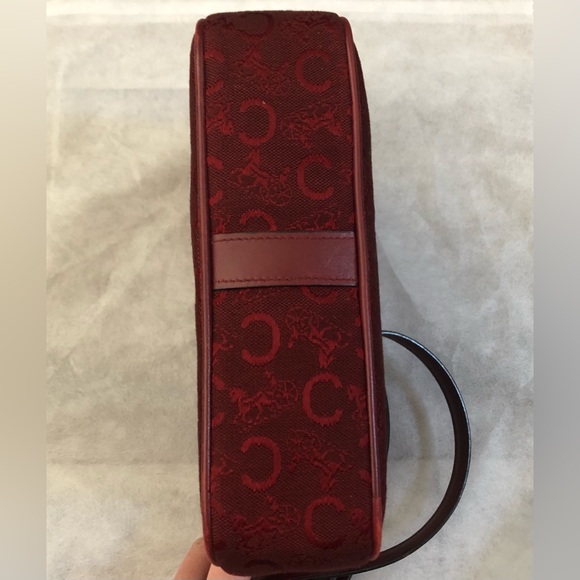 Vintage Celine Shoulder Bag Horse carriage logo box bag burgundy - Picture 8 of 16